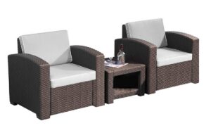 SET GIARDINO PVC GRIGIO TAVOLO /2 SEDIE C/CUSCINO *PREZZO NETTO*