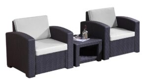 SET GIARDINO PVC NERO TAVOLO / 2SEDIE C/CUSCINO *PREZZO NETTO*