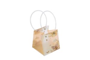 SHOPPER PLASTICA FIORI 12x12x12CM BEIGE