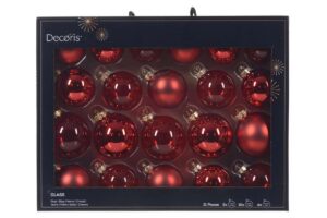 SET 21 PALLINE VETRO NATALE ROSSO ASS.d.7CM