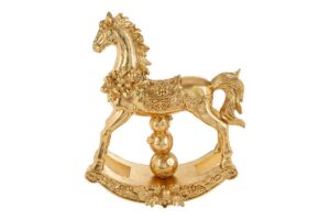 CAVALLO NATALIZIO IN RESINA ORO 35x14xh.44CM