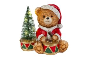 ORSETTO NATALIZIO ALBERO RESINA LED 14x11x14CM