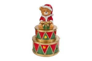 ORSETTO NATALIZIO TAMBURO RESINALED 15x15x26CM