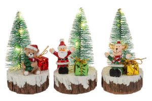 ALBERO NATALIZIO IN RESINA LED 3ASS. 7X7X12.5CM