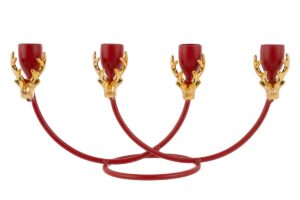 CANDELABRO METALLO ROSSO 30X11X14CM