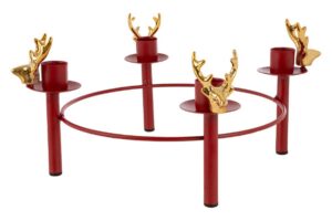 CANDELABRO METALLO ROSSO 31X11X14CM