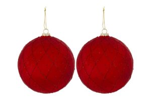 SET 2PZ PALLINE VETRO RED DIAM.15CM