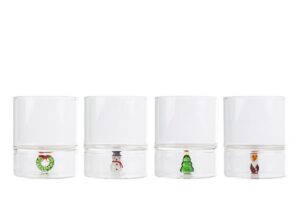 SET 4PZ BICCHIERI VETRO ASSORTITI NATALIZI DIAM.8xh.10CM