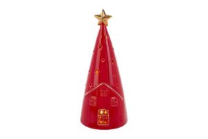 ALBERO ROSSO LED PORCELLANA 11,5x11,5xh.26CM