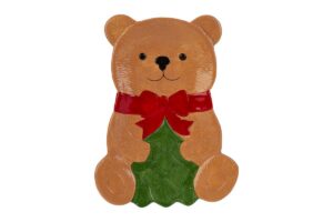 VASSOIO ORSETTO NATALIZIO IN CERAMICA 26x20xh.3CM