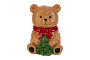 SCATOLA ORSETTO NATALIZIO IN CERAMICA 16,5x17xh.22CM