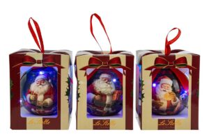PALLINA PLASTICA LED DEC.BABBO NATALE 3ASS.DIAM.10CM