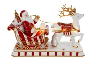 BABBO NATALE SLITTA RESINA LED+MUSICHE 33x12x22,5CM