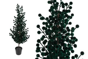 ALBERO BACCHE VELLUTO VERDE 77CM