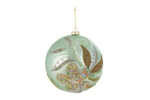 PALLINA VETRO DECORATA MENTA DIAM.18CM