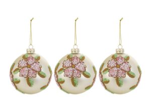 SET 3PZ PALLINE VETRO DECORATE ORO DIAM.10CM