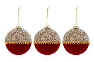 SET 3PZ PALLINE VETRO DIAMOND ROSSO DIAM.10CM