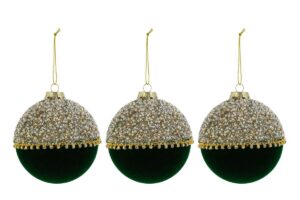 SET 3PZ PALLINE VETRO DIAMOND VERDE DIAM.10CM