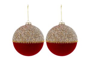SET 2PZ PALLINE VETRO DIAMOND ROSSO DIAM.15CM