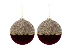 SET 2PZ PALLINE VETRO DIAMOND BORDEAUX DIAM.15CM