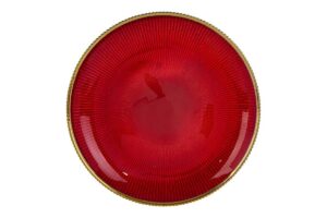 SET 6 PZ PIATTO VETRO ROSSO FILOORO diam.31CM