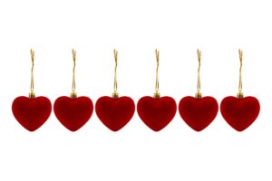 SET 6 PZ PALLINA VELLUTO CUORE ROSSO 6CM