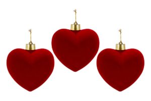 SET 3 PZ PALLINA VELLUTO CUORE ROSSO 15CM