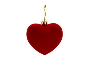 PALLINA VELLUTO CUORE ROSSO 23CM