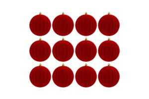 SET 12PZ PALLINA PLASTICA VELLUTO "WATERMELON" diam.8CM ROSSO