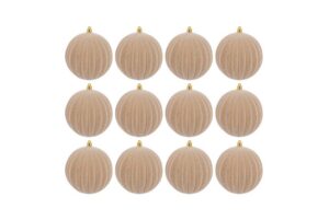 SET 12PZ PALLINA PLASTICA VELLUTO "WATERMELON" diam.8CM BEIGE