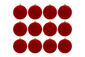 SET 12PZ PALLINA PLASTICA VELLUTO "WATERMELON" diam.10CM ROSSO