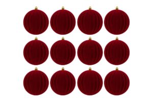 SET 12PZ PALLINA PLASTICA VELLUTO "WATERMELON" diam.10CM BORDEAUX