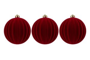 SET 3PZ PALLINA PLASTICA VELLUTO"WATERMELON" diam.15CM BORDEAUX