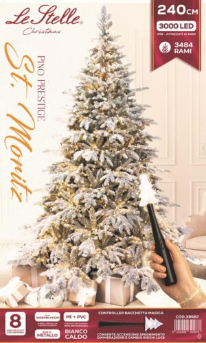 ALBERO INNEVATO ST.MORITZ PE+PVC3000LED3484TIPSh.240xl.165CM+BACCHETTA