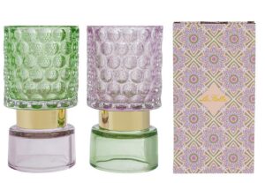 PORTACANDELA VETRO COLORATO 2ASS.9x9xh.17CM C/COLOR/BOX