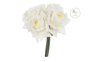 SET 5 ROSE PLASTICA REAL TOUCH 30CM COL.BIANCO