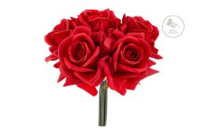SET 5 ROSE PLASTICA REAL TOUCH 30CM COL.ROSSO