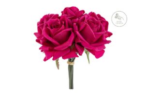 SET 5 ROSE PLASTICA REAL TOUCH 30CM COL.FUCSIA