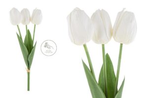 SET 3 TULIPANI PLASTICA REAL TOUCH 50CM COL.BIANCO
