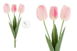 SET 3 TULIPANI PLASTICA REAL TOUCH 50CM COL.ROSA