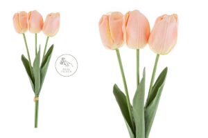 SET 3 TULIPANI PLASTICA REAL TOUCH 50CM COL.CHAMPAGNE