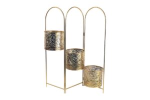 SET 3 VASI PORTAPIANTE METALLO ORO 54X20X74,5CM