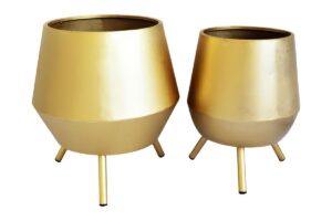 SET 2 PZ PORTAPIANTE METALLO ORO31x28,5 / 29x22 CM