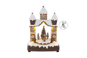 CARILLON CASETTA ZENZERO RESINA LUCI +8 MELODIE 22x13xh.27CM
