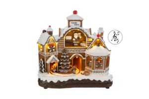CARILLON CASETTA ZENZERO RESINA LUCI +8 MELODIE 33x17xh.30CM
