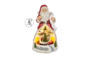 BABBO NATALE RESINA LUCI +8 MELODIE 18,5x18,5xh.30CM