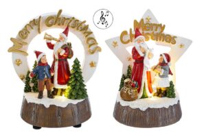 BABBO NATALE RESINA LED +8 MELODIE 2ASS.17,5x12,5xh.20,5CM