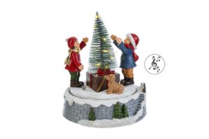 CARILLON BIMBI NATALE RESINA LED+8 MELODIE 15x7,5xh.19CM