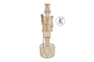 SOLDATINO SCHIACCIANOCI RESINA PANNA C/MUSICA 8,5x8,5xh.28CM