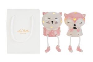 ANIMALI PORCELLANA LED 2 ASS.9x8,5xh.10CM ROSA C/SHOPPER 13694